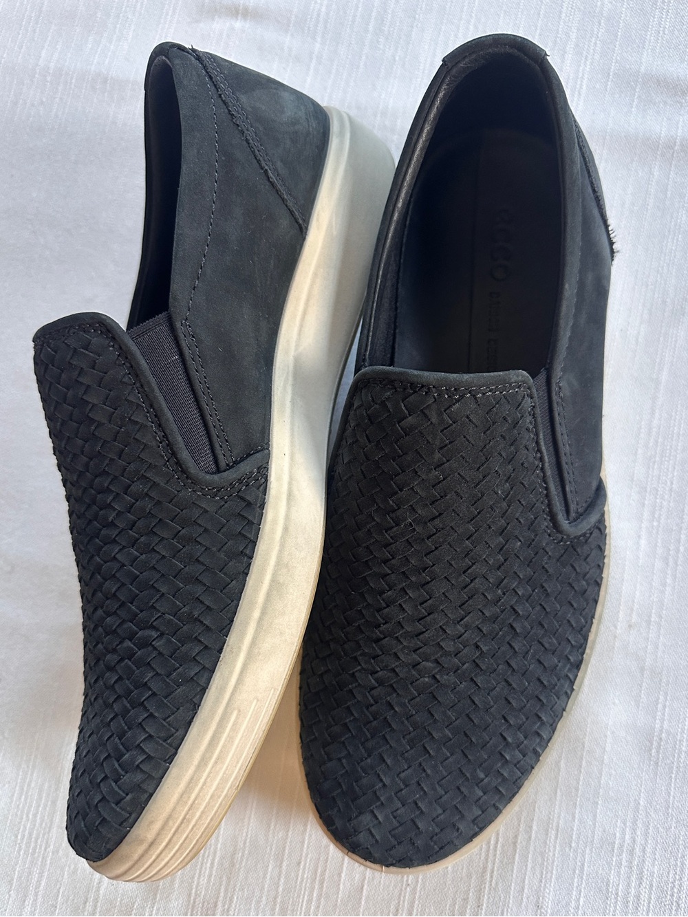 ECCO Soft 7 Woven Suede Leather Slip On Sneakers Navy Nubuck | 42